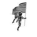 Astronaut on moon with american flag Royalty Free Stock Photo