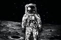 astronaut on the moon black and white art, neural network generated image Royalty Free Stock Photo