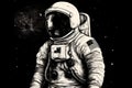 astronaut on the moon black and white art, neural network generated image Royalty Free Stock Photo