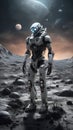 astronaut on the moon, an encounter with the mysterious. AI generated