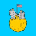 Astronaut on moon and flag USA. Cosmonaut made in America. space