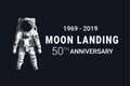 Astronaut moon landing 50th anniversary. Royalty Free Stock Photo