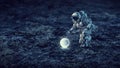 Astronaut on the Moon. Mixed media Royalty Free Stock Photo