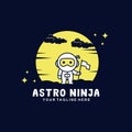 Astronaut ninja in the night logo illustration