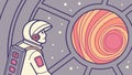 Astronaut Observing Distant Swirling Planet in Deep Space, vector design Generative AI Royalty Free Stock Photo
