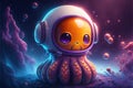 Astronaut octopus in space illustrations generative ai