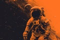 Astronaut orange spaceship. Generate Ai