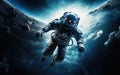 Astronaut in outer space against the backdrop of the planet earth Royalty Free Stock Photo