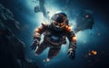 Astronaut in outer space against the backdrop of the planet earth Royalty Free Stock Photo