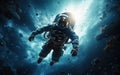 Astronaut in outer space against the backdrop of the planet earth Royalty Free Stock Photo