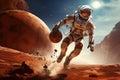 Astronaut in outer space, Astronaut on a remote planet playing basketball