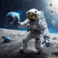 Astronaut in outer space, An astronaut or spaceman in outer space closeup shot