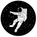 Astronaut in outer space black and white illustration Royalty Free Stock Photo