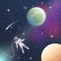 Astronaut In Outer Space Flat Composition Royalty Free Stock Photo