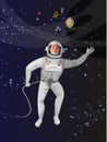 Astronaut in outer space flat vector illustration