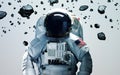 Astronaut in outer space modern minimalistic art. Elements of this image furnished by NASA