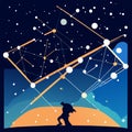 Astronaut in outer space. Night starry sky. Vector illustration AI Generated Royalty Free Stock Photo