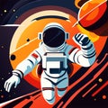 Astronaut in outer space. Vector illustration in cartoon style. AI generated Royalty Free Stock Photo