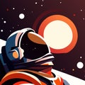 Astronaut in outer space. Vector illustration in cartoon style. AI generated Royalty Free Stock Photo