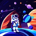 Astronaut in outer space. Vector illustration in cartoon style. AI generated Royalty Free Stock Photo