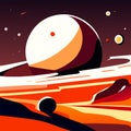 Astronaut in outer space. Vector illustration of a fantastic planet. AI generated