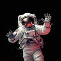 Astronaut in outer space waving his hand to the camera. Royalty Free Stock Photo