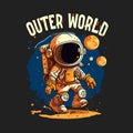 Astronaut outer world in space t-shirt design