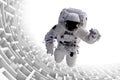 Astronaut over huge endless maze structure 3d illustration, elements of this image are furnished by NASA