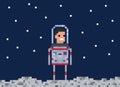 Astronaut pixel game style illustration.