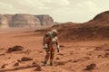 Astronaut on planet Mars, exploring the planet Royalty Free Stock Photo