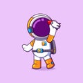 The astronaut is playing a small rocket toy flying and he is very happy