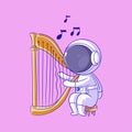 The astronaut plays the harp so great