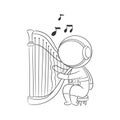 The astronaut plays the harp so great for coloring for coloring