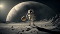 Astronaut plays soccer on an extraterrestrial planet, Generative ai
