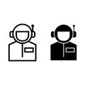 Astronaut portrait line and glyph icon. Avatar of cosmonaut system vector illustration isolated on white. Spaceman Royalty Free Stock Photo