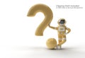 Astronaut with Question Mark think, Disappointment, Tired Caucasian Gesture`s Pen Tool Created Clipping Path Included in JPEG Eas Royalty Free Stock Photo