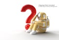 Astronaut with Question Mark think, Disappointment, Tired Caucasian Gesture`s Pen Tool Created Clipping Path Included in JPEG Eas Royalty Free Stock Photo