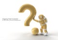 Astronaut with Question Mark think, Disappointment, Tired Caucasian Gesture`s Pen Tool Created Clipping Path Included in JPEG Eas Royalty Free Stock Photo