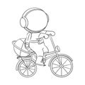 Astronaut is riding a bicycle for coloring Royalty Free Stock Photo