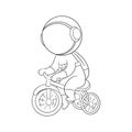 Astronaut riding a bicycle for coloring Royalty Free Stock Photo