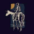Astronaut riding horse vector illustration design Royalty Free Stock Photo