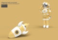 Astronaut Rocket is Falling Down Disappointment Gesture`s Pen Tool Created Clipping Path Included in JPEG Easy to Composite