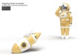 Astronaut Rocket is Falling Down Disappointment Gesture`s Pen Tool Created Clipping Path Included in JPEG Easy to Composite