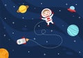 Astronaut With Rocket Illustration For Explore In Outer Space And Movement To See Stars, Moon, Planets Or Asteroids Royalty Free Stock Photo