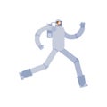 Astronaut runs isolated. spaceman escape. cosmonaut run