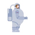 Astronaut russian With beard. Cosmonaut made in Russian. spaceman Vector illustration