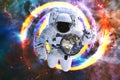 Astronaut save the Earth from crysis Royalty Free Stock Photo