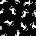 Astronaut seamless vector pattern. Astronauts flying in space repeating background black white. Use for fabric, wallpaper, kids