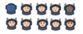 Astronaut set of emotions in a flat style