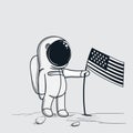 Astronaut sets american flag on the moon